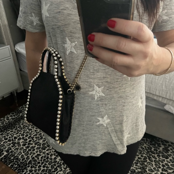 Stella McCartney Shaggy Dear Pearl Studded Tiny Falabella Tote Bag Black $1,250 - Picture 6 of 13